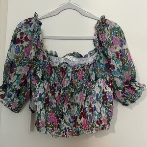 NWT Smocked Floral Crop Top Astr
